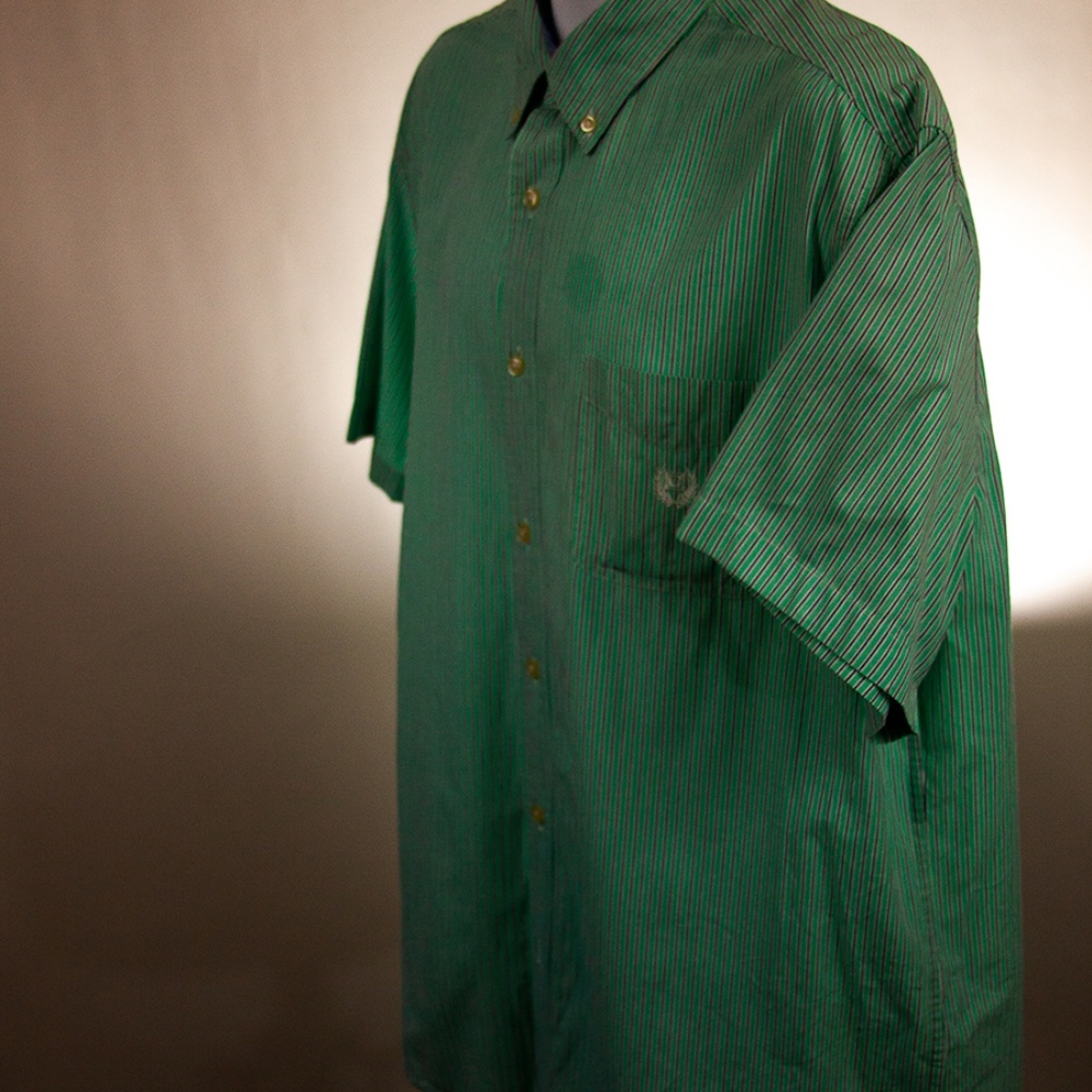 ChapS XXL Green short sleeve Stripe shirt "EUC" - Picture 3 of 7